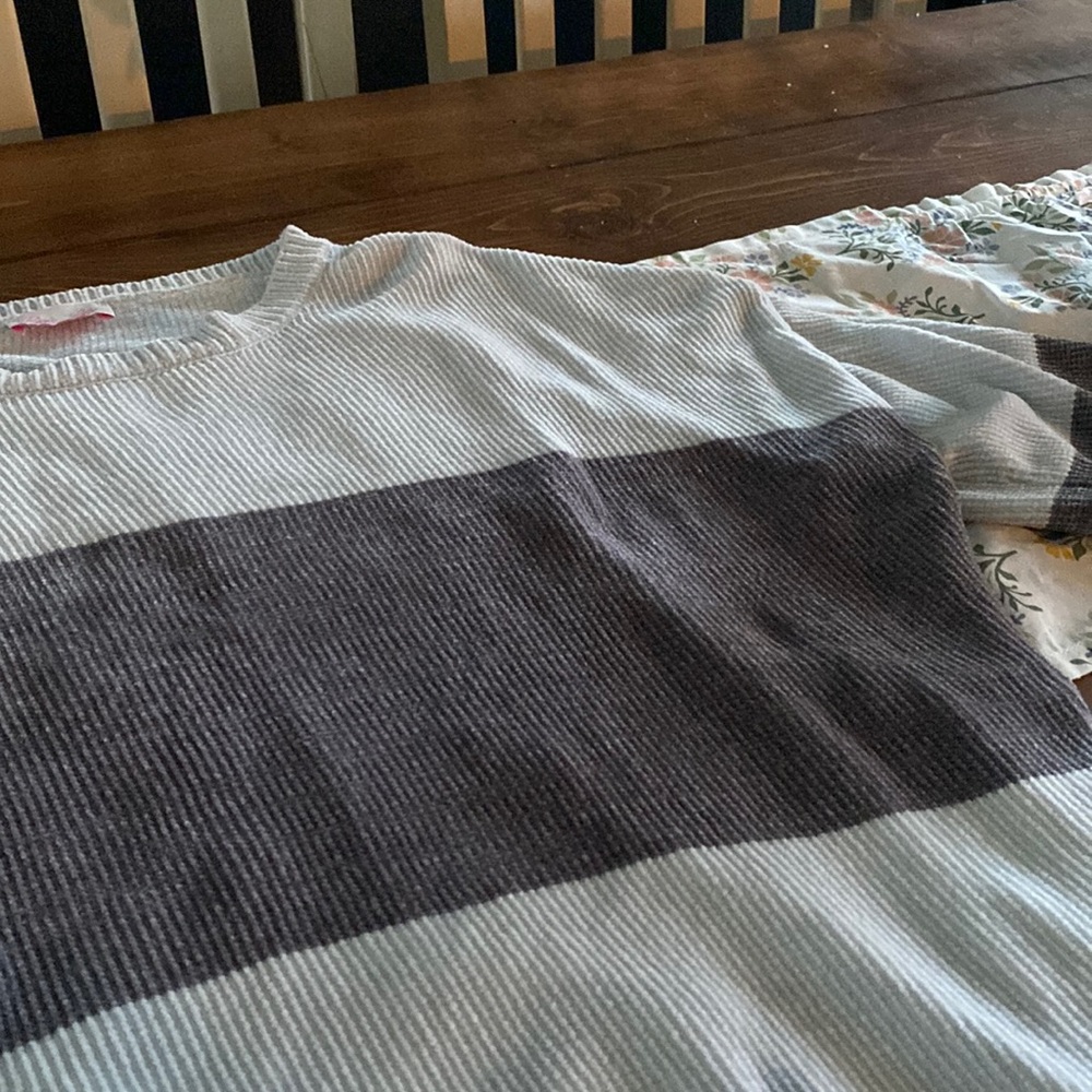 Grey and white sweater